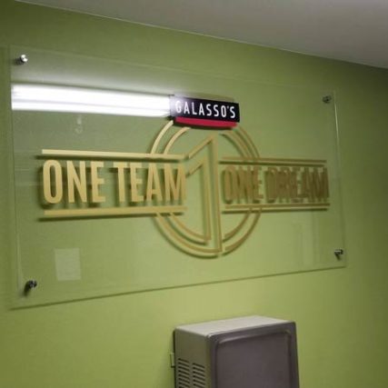 Clear Acrylic Sign with standoffs install by Screamin' Signs & Graphics